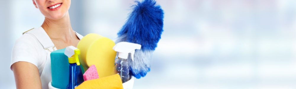 Young smiling maid. House cleaning service concept.